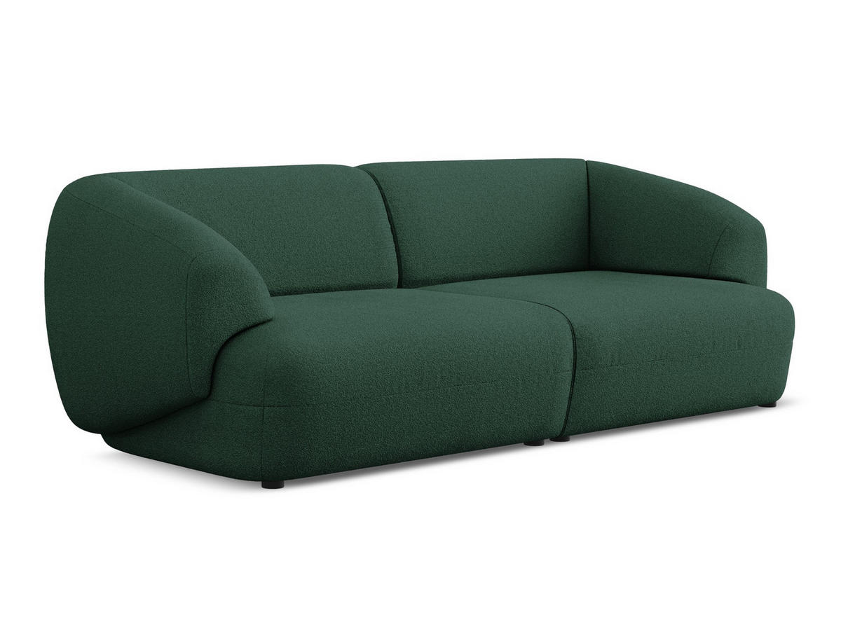 4-SITZER-SOFA Bouclé Stoff Grün - Dunkelgrün/Schwarz, Kunststoff/Textil (232/81/98cm) - Makamii