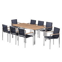 GARTENTISCH - Teak massiv / Edelstahl - Silberfarben/Braun, Holz/Metall (90/180/75cm) - home24