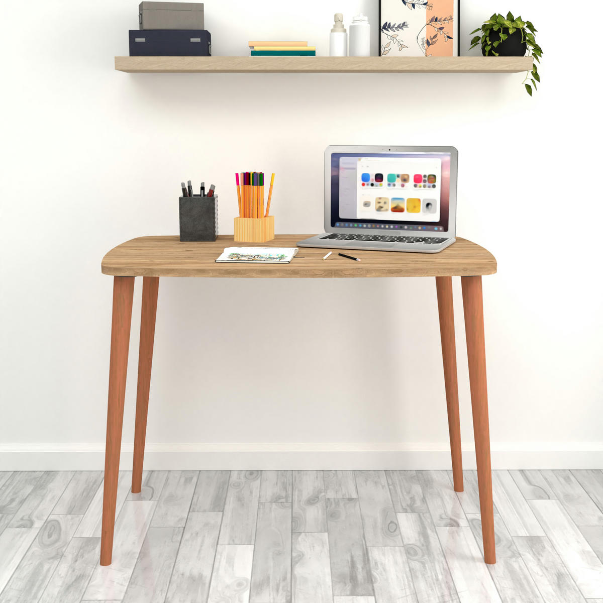 SCHREIBTISCH Kongsberg - Eichefarben/Naturfarben, Holz/Holzwerkstoff (60/90/70cm) - [en.casa]