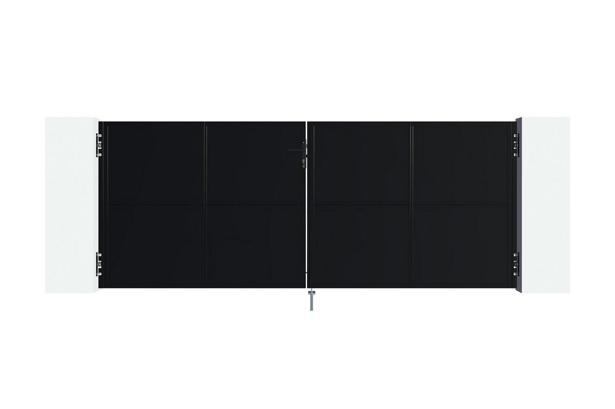 STAHLFLÜGELTOR Nali Mattschwarz 3,5m H.140 cm - Schwarz, Metall (343/140cm) - Casanoov