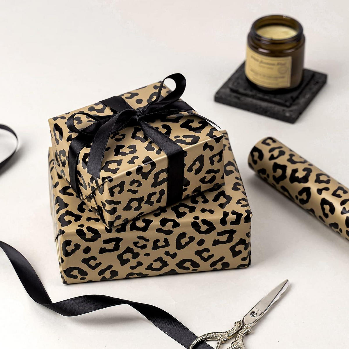 GESCHENKPAPIERROLLE Leopardenmuster mit Metallic-Folienglanz 43,2 cm x 10 m - Multicolor, Papier (4/4/43cm)