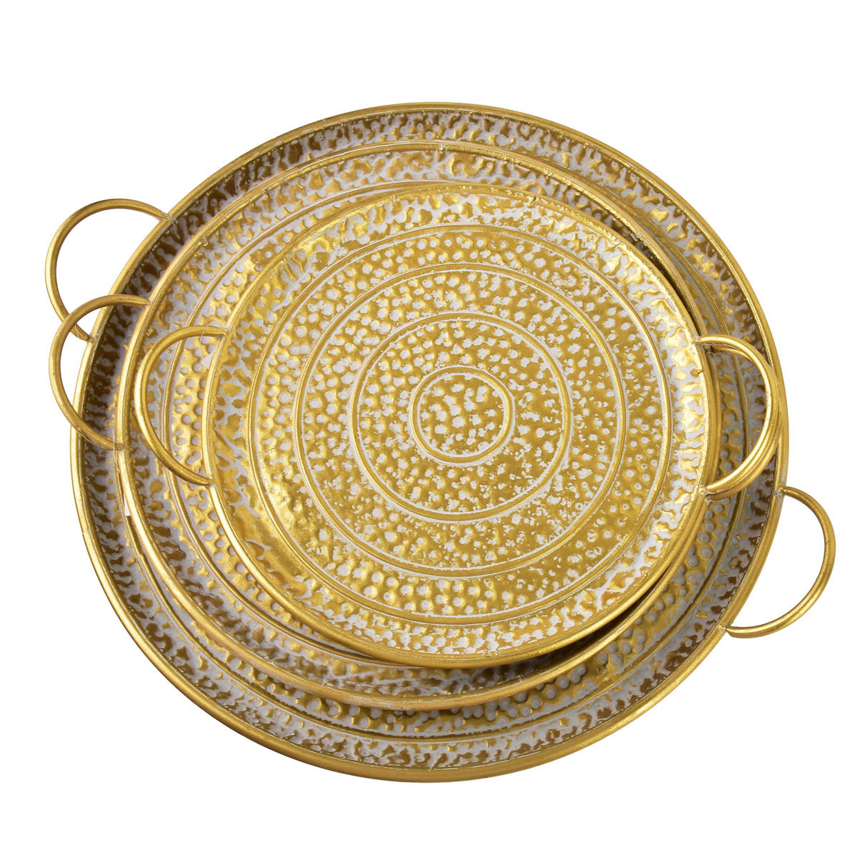 TABLETT Marina 3er Set goldenfarben 50/50/2 cm Metall - Goldfarben, Metall (2cm) - Mondex