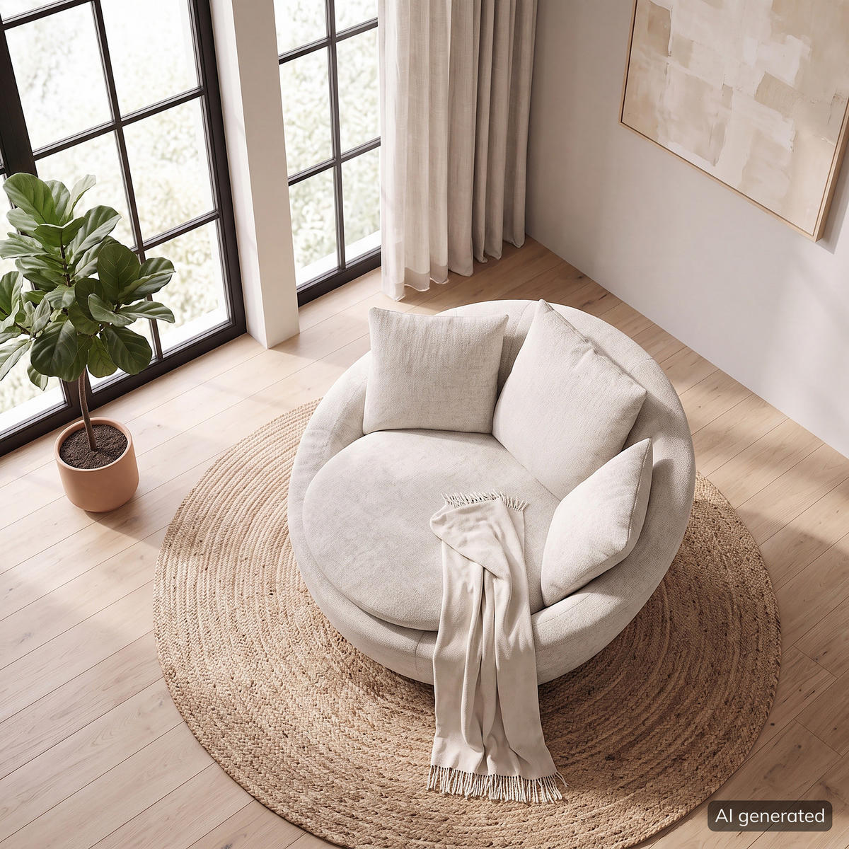 DREHSESSEL - Webstoff - Beige/Schwarz, Textil/Metall (133/80/112cm) - home24