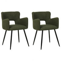ESSZIMMERSTUHL 2er-Set Samtstoff Grün Sanilac - Grün, Textil/Metall (52/75/44cm) - Beliani