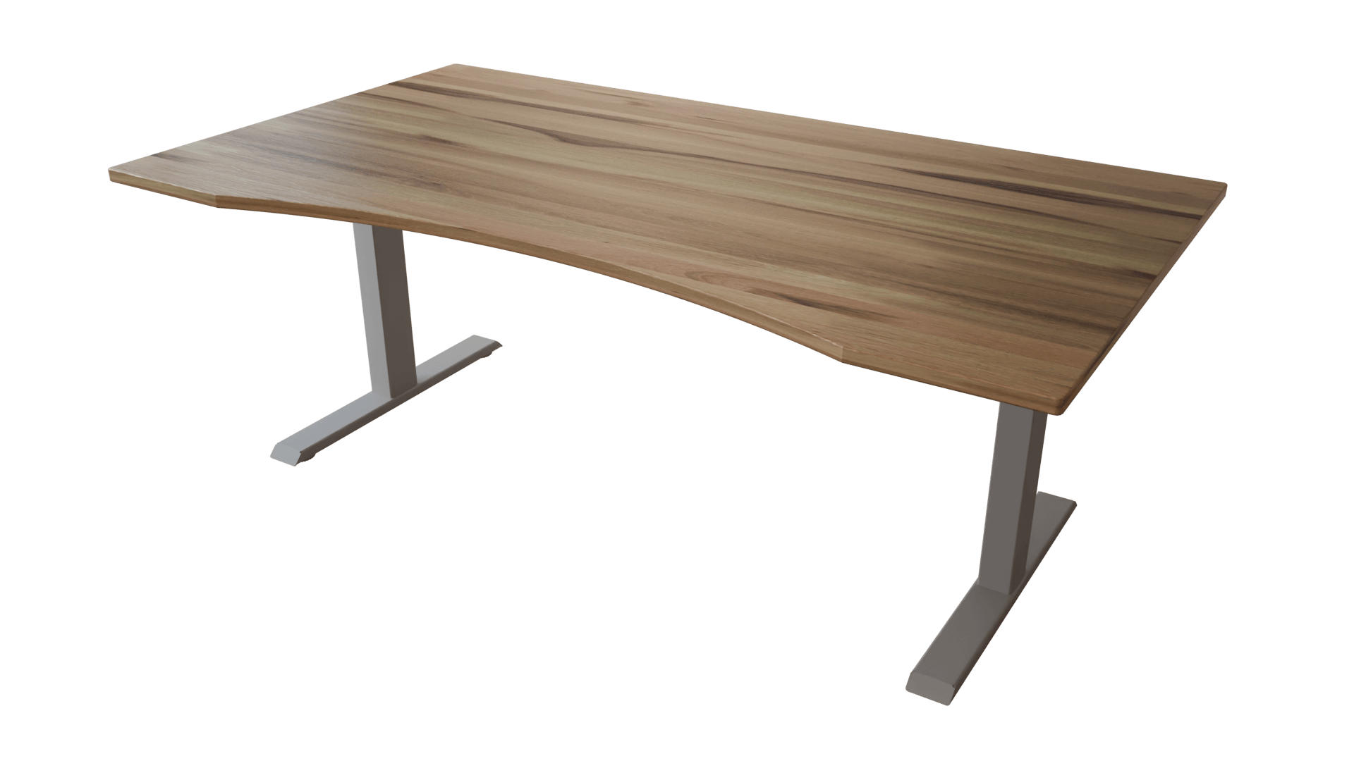 SCHREIBTISCH 180/100 elektrisch höhenverstellbar aus Kernbuche ergonomisch - Silber - Weiß/Braun, Holz (100/180/72.5cm) - MeinMassivholz