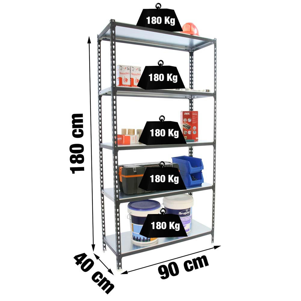 SCHWERLASTREGAL Metal Shark HxBxT 180 x 90 x 40 cm Fachlast 180 kg Anthrazit-Weiß - Anthrazit, Metall (90/180/40cm) - PROREGAL