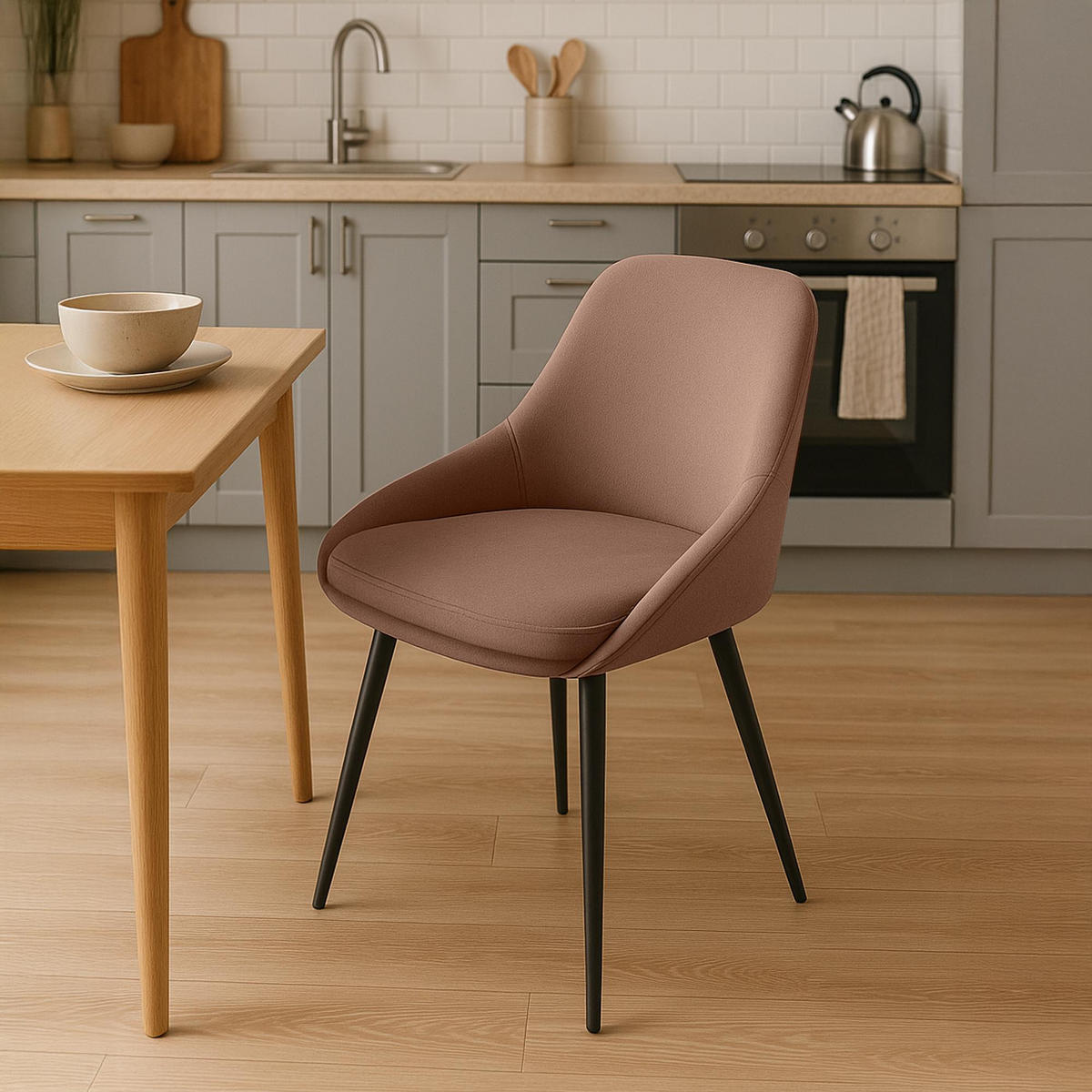 STUHL Samt Braun - Schwarz/Braun, Textil (50/86/53cm) - CLP