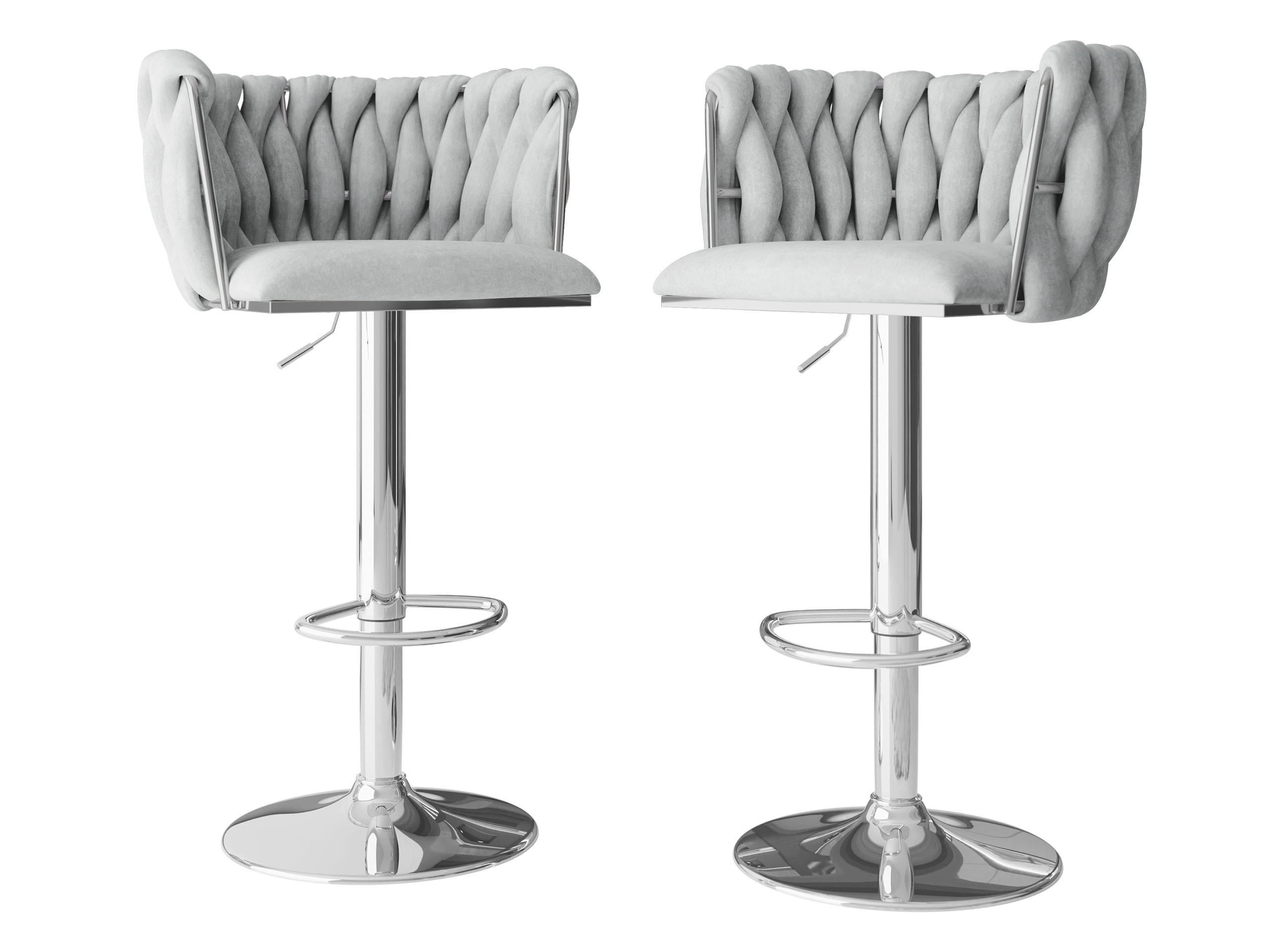 BARHOCKER-SET Muz BS-1142/CM (2 Stück in Samt) - Chromfarben/Grau, Textil/Metall (50/85/52cm) - MIRJAN24