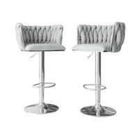 BARHOCKER-SET Muz BS-1142/CM (2 Stück in Samt) - Chromfarben/Grau, Textil/Metall (50/85/52cm) - MIRJAN24