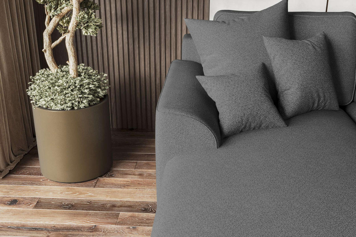 ECKSOFA GUSTO Strukturstoff Anthrazit Links inkl. Schlaffunktion - Chromfarben/Anthrazit, Kunststoff/Textil (194/295cm) - 99rooms