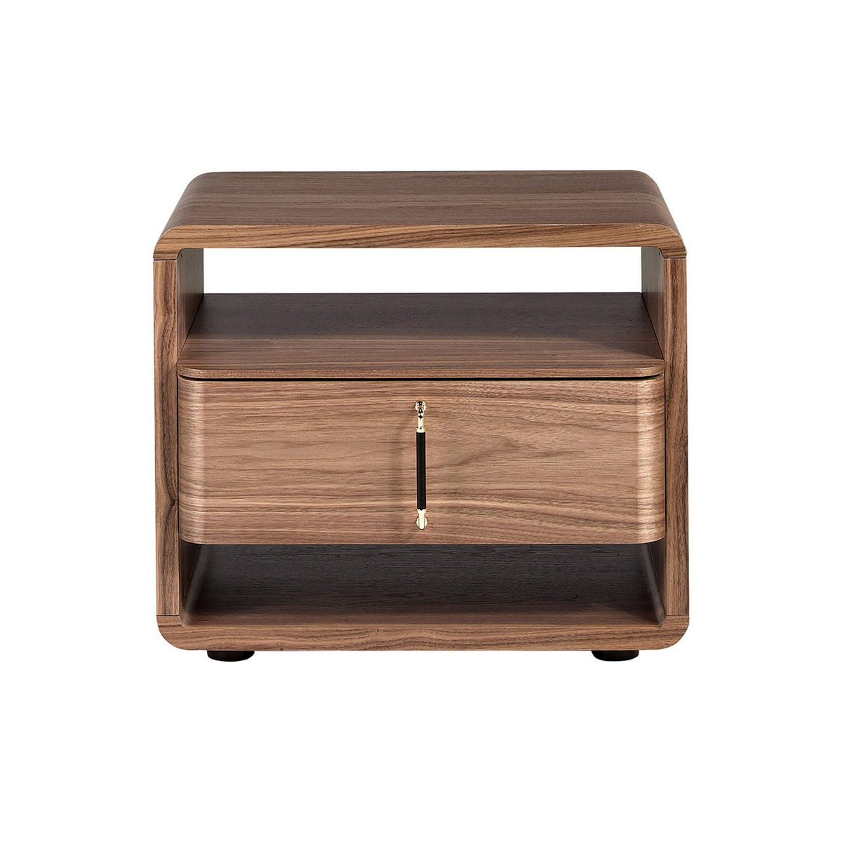 NACHTSCHRANK aus Nussbaum und PVC 60/43/50 cm - Goldfarben/Nussbaumfarben, Leder/Holz (60/50/43cm) - ANGEL CERDA