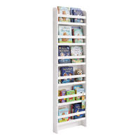 BIBLIOTECĂ Alb copii MDF 6 compartimente 200x55x10 cm - alb, compozit lemnos (55/200/10cm) - Relaxdays