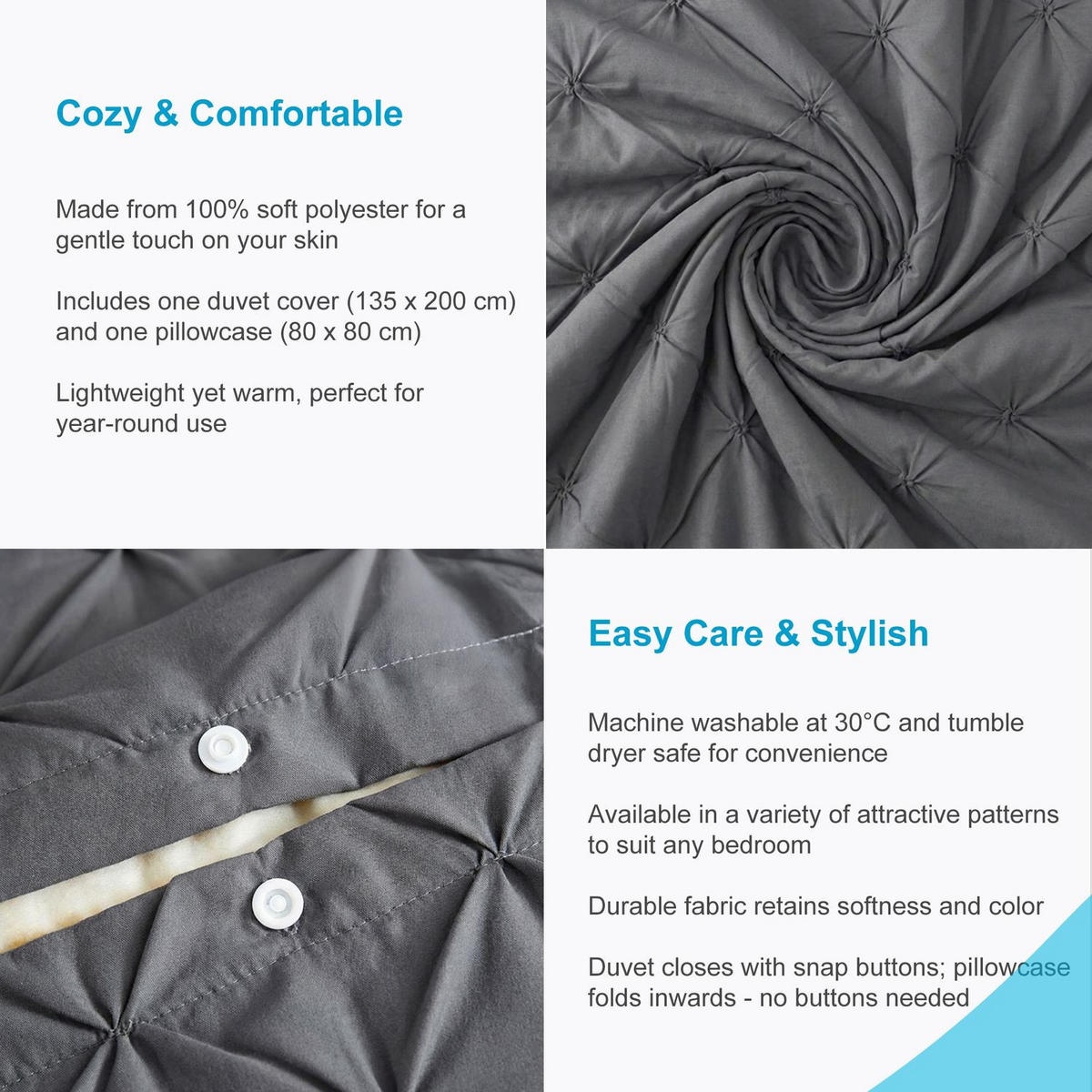 BETTWÄSCHE (Grau) - Grau, Kunststoff (135/200cm) - Intirilife