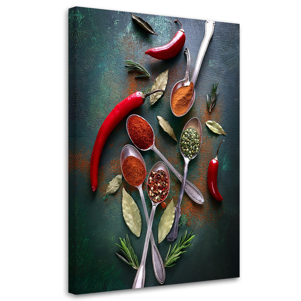 WANDBILD küchengewürze paprika - Grün, Textil (40/60cm) - Feeby