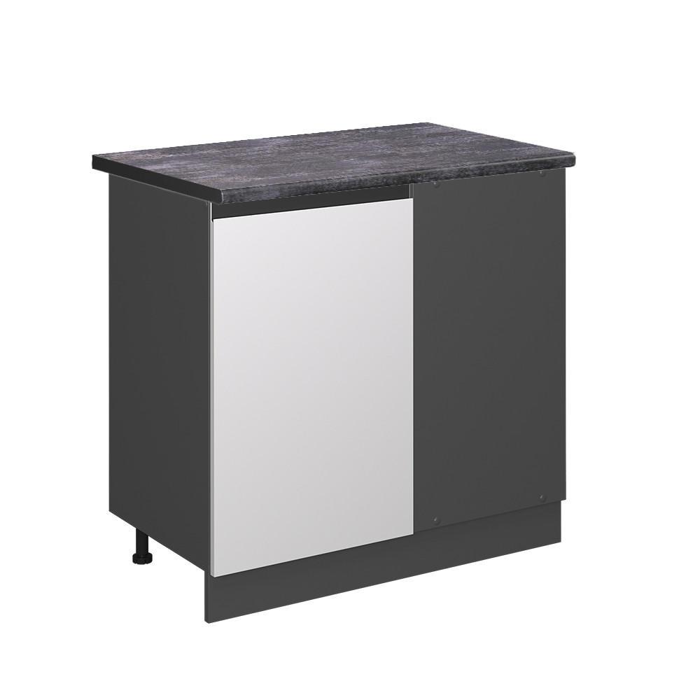 ECKUNTERSCHRANK R-Line Weiß 86 cm, AP Anthrazit - Anthrazit/Weiß, Holzwerkstoff (86/81.6/60cm) - Vicco