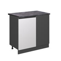 ECKUNTERSCHRANK R-Line Weiß 86 cm, AP Anthrazit - Anthrazit/Weiß, Holzwerkstoff (86/81.6/60cm) - Vicco