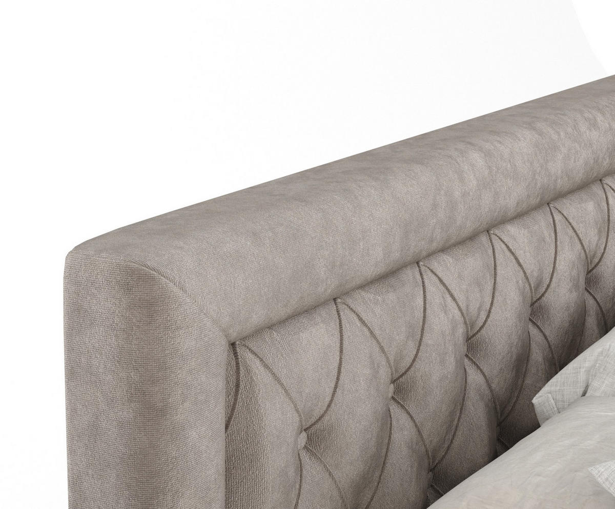 BOXSPRINGBETT Lavello Taupe 200/200 cm mit Latex-Topper - Taupe/Silberfarben, Holz/Holzwerkstoff (200/200cm) - Maison de Reve