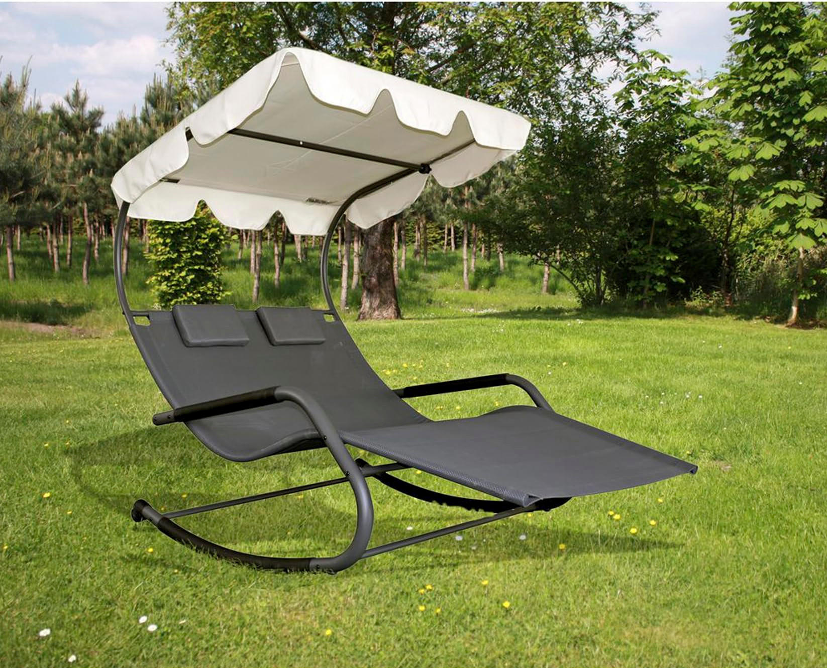 Thumbnail - Deluke Doppel-Schaukelliege, Anthrazit, Kunststoff, 138x160x200 cm, Gartenmöbel, Gartenliegen