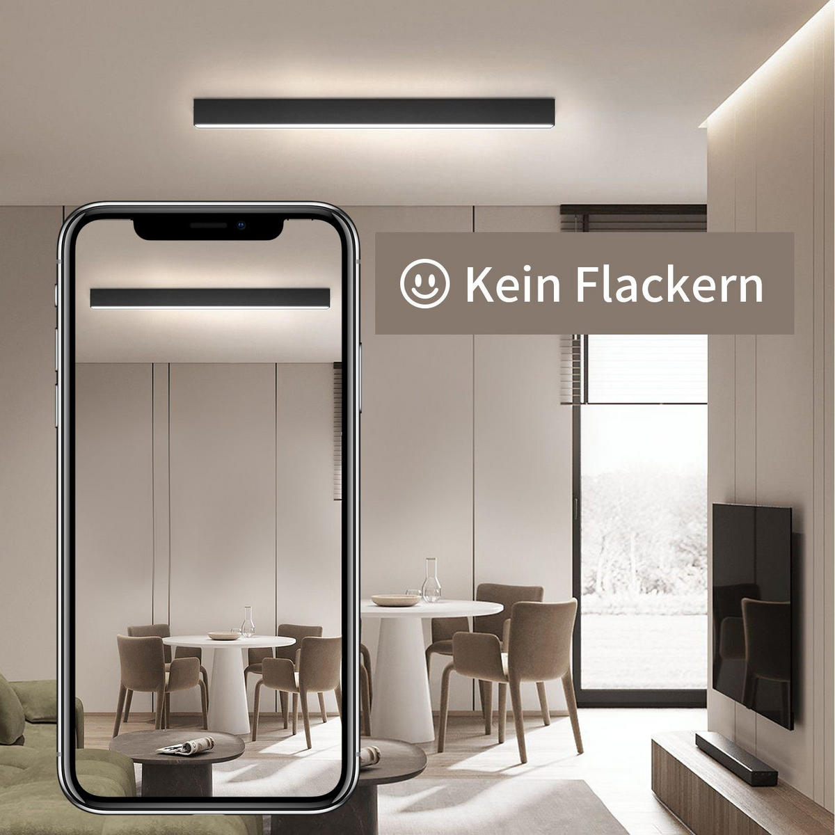 LED-DECKENLEUCHTE Werner 80/3.5/5.5 cm - Schwarz, Metall (80/3.5/5.5cm) - Nettlife