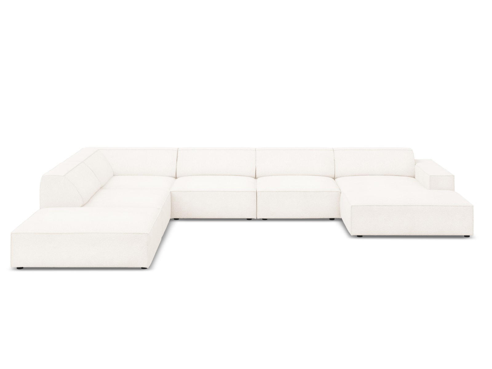 PANORAMASOFA links Jodie aus Boucle beige 7 Sitzplätze - Beige, Textil (262/70/364cm) - Micadoni