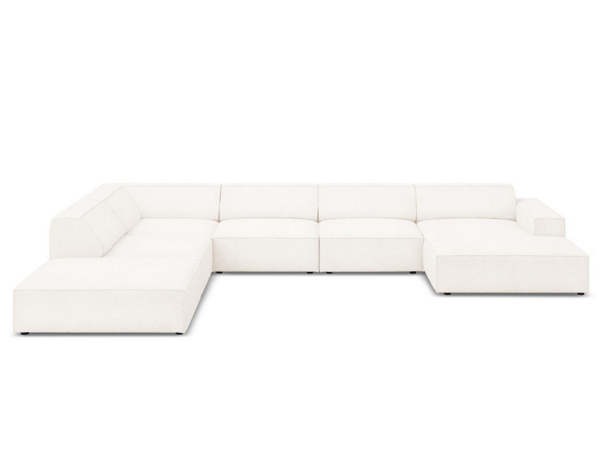 PANORAMASOFA links Jodie aus Boucle beige 7 Sitzplätze - Beige, Textil (262/70/364cm) - Micadoni