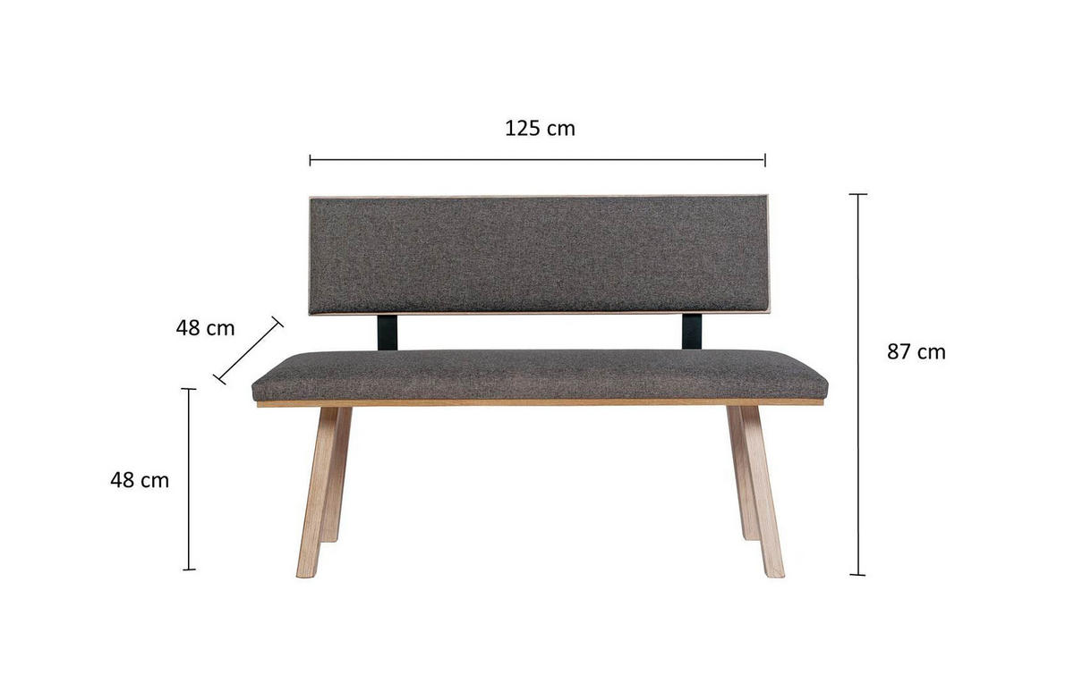 SITZBANK Die Klassische - Eichefarben/Grau, Holz/Textil (48/87/125cm) - Kundler Home