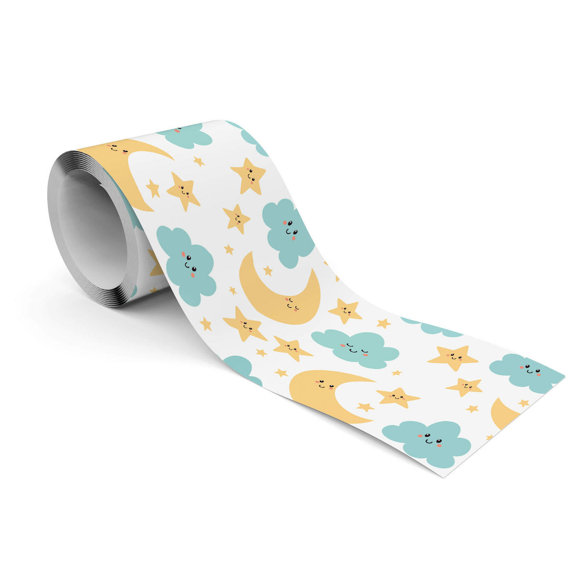 TAPETENBORDÜRE selbstklebend für Kinderzimmer WOLKEN Sterne Monde - Blau/Weiß, Papier (10/300/300cm) - Muralo