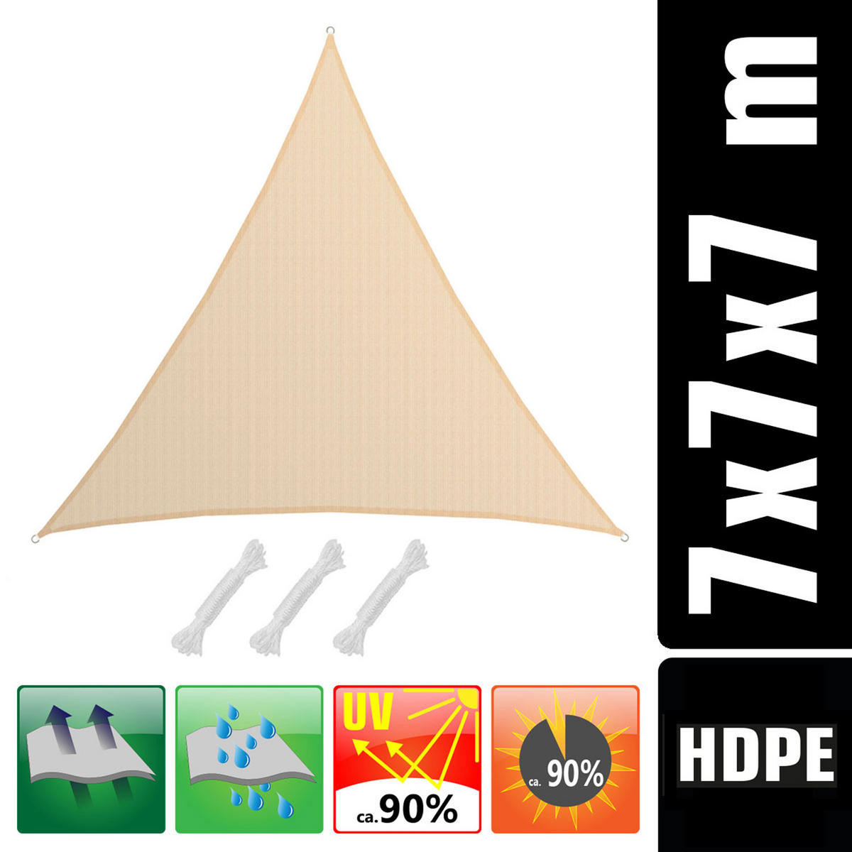 SONNENSEGEL Luftdurchlässig 700 cm Beige - Beige, Kunststoff (700/700cm) - Amanka