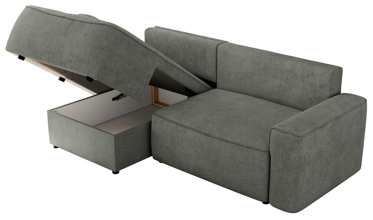 ECKSOFA BELLUNO L Grau Strukture - Links - Schwarz/Grau, Textil (144/233cm) - MKS