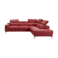 ECKSOFA Jardin Echtleder Rot - Rot, Leder/Metall (266/230cm)
