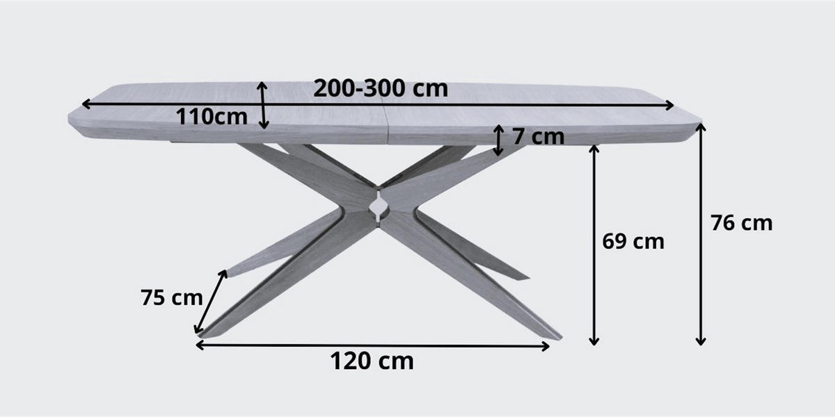 ESSTISCH SOLIDO Ausziehbar 200 - 300 / 110 x 76 cm - Braun, Holz (200/110/76cm) - MASSENO