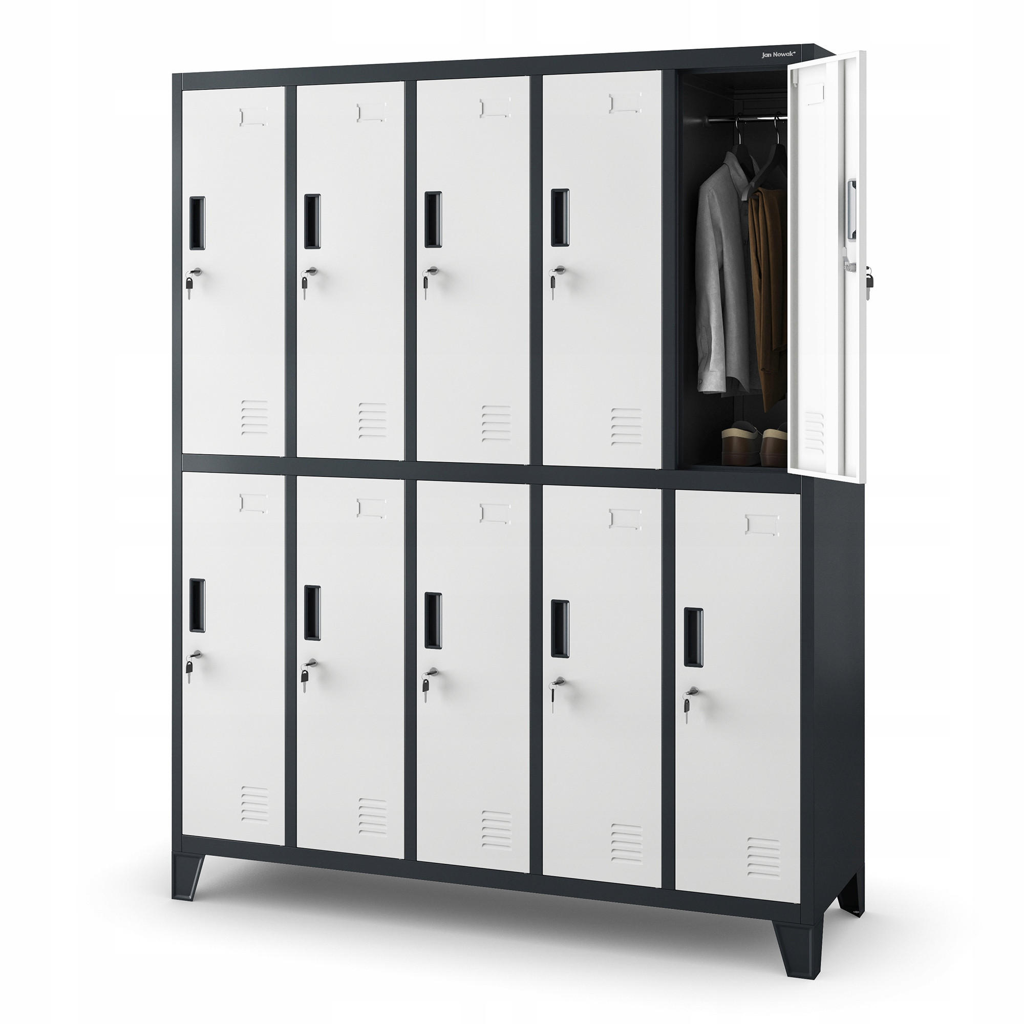 Jan Nowak Schliessfachschrank Weiß, Anthrazit 136x172x45 cm