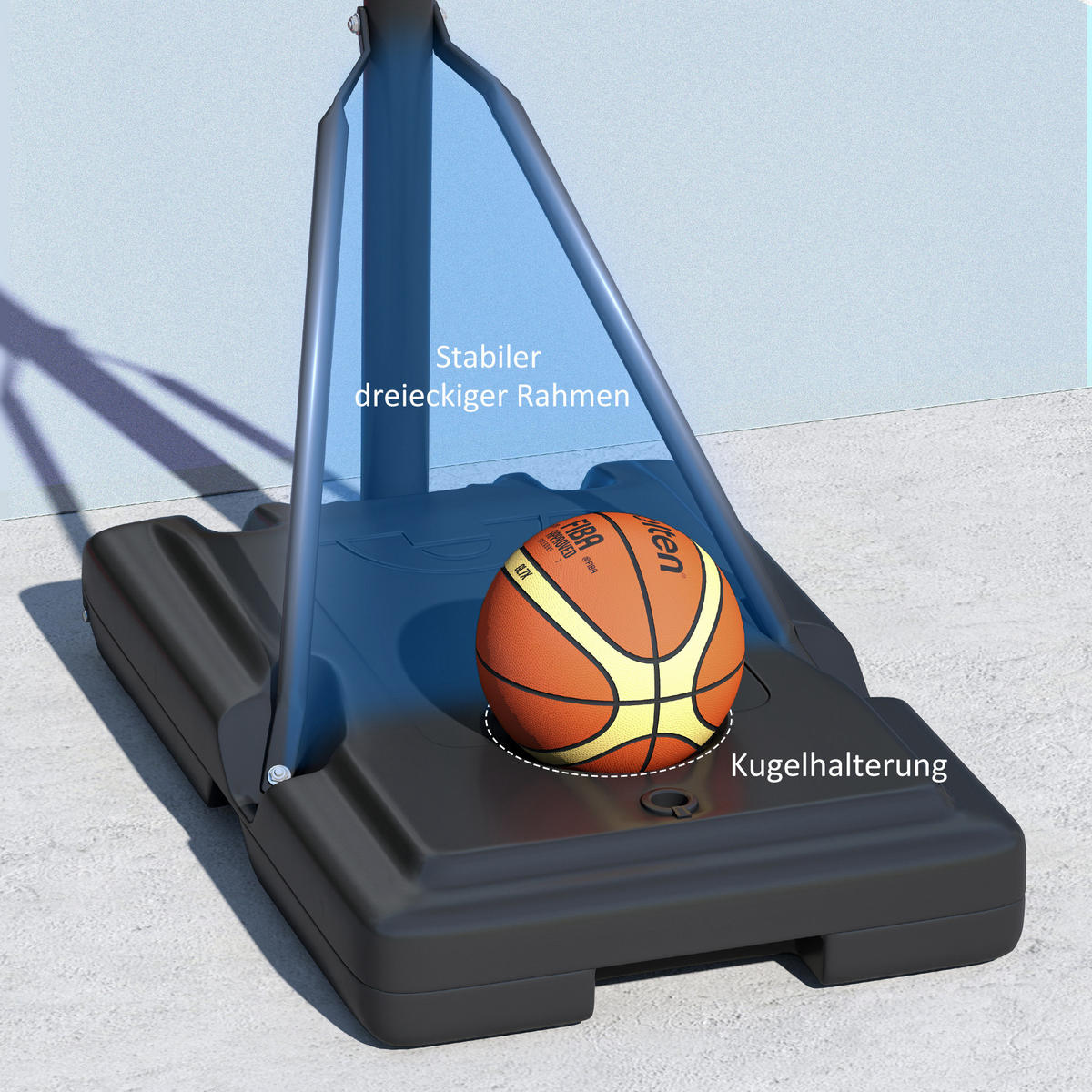 BASKETBALLSTÄNDER DE-10357 höhenverstellbar 235-305 cm Schwarz - Schwarz, Metall (75/110cm) - ComfortXL