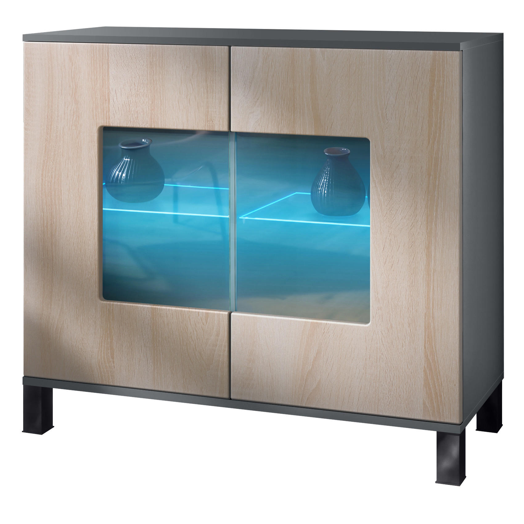 KOMMODE Grömitz Eiche sägerau - Eiche San Remo, Holzwerkstoff (92.5/84.5/35cm) - Vladon