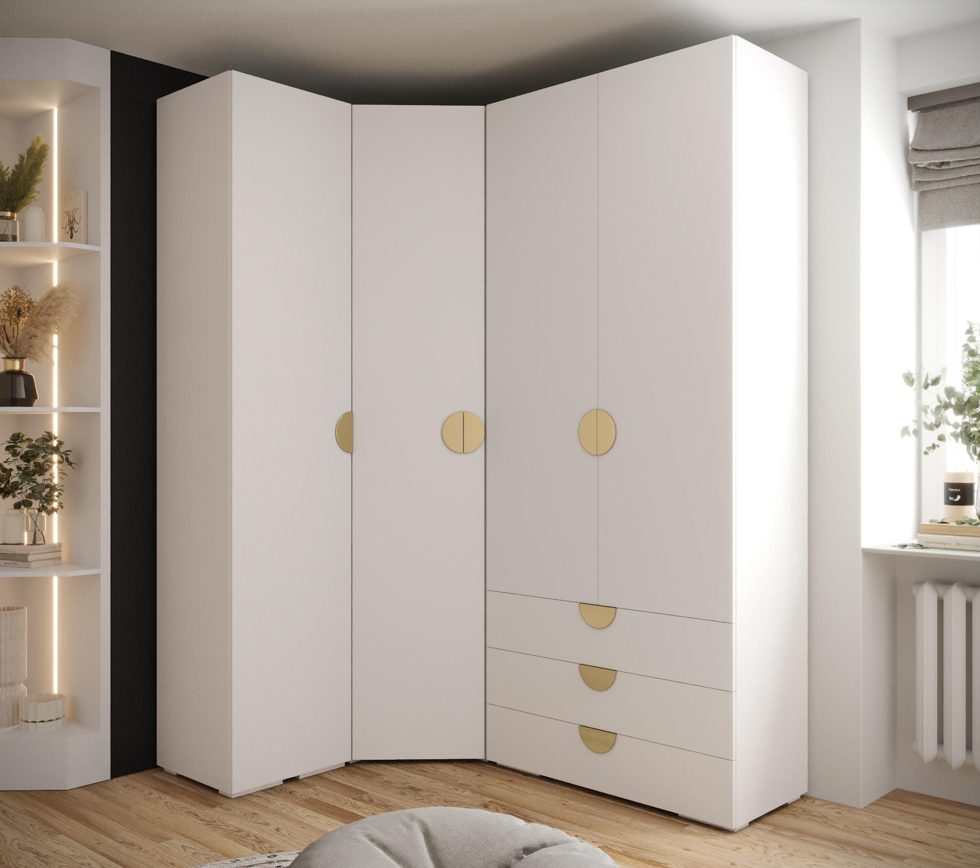 GARDEROBEN-SET 236,7/181,7/47 - Goldfarben/Weiß, Holz/Kunststoff (181.7/236.7/47cm) - Abiks Möbel