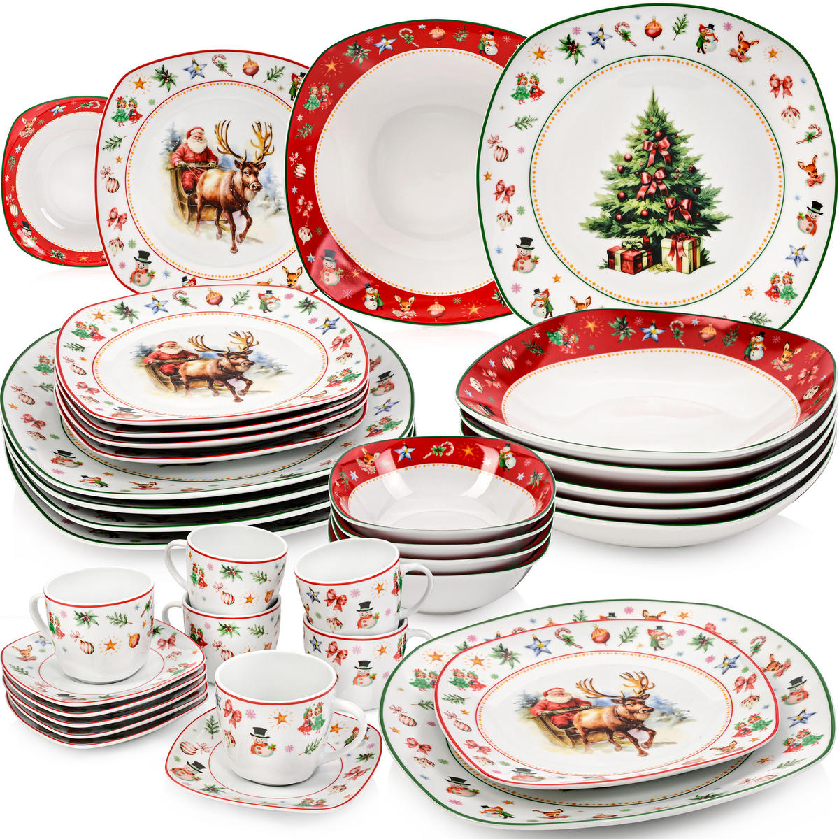 KOMBISERVICE BILGOLA CHRISTMAS DESIGN - 36 teilig aus Porzellan - Weiß, Keramik (50/30/70cm) - Sänger