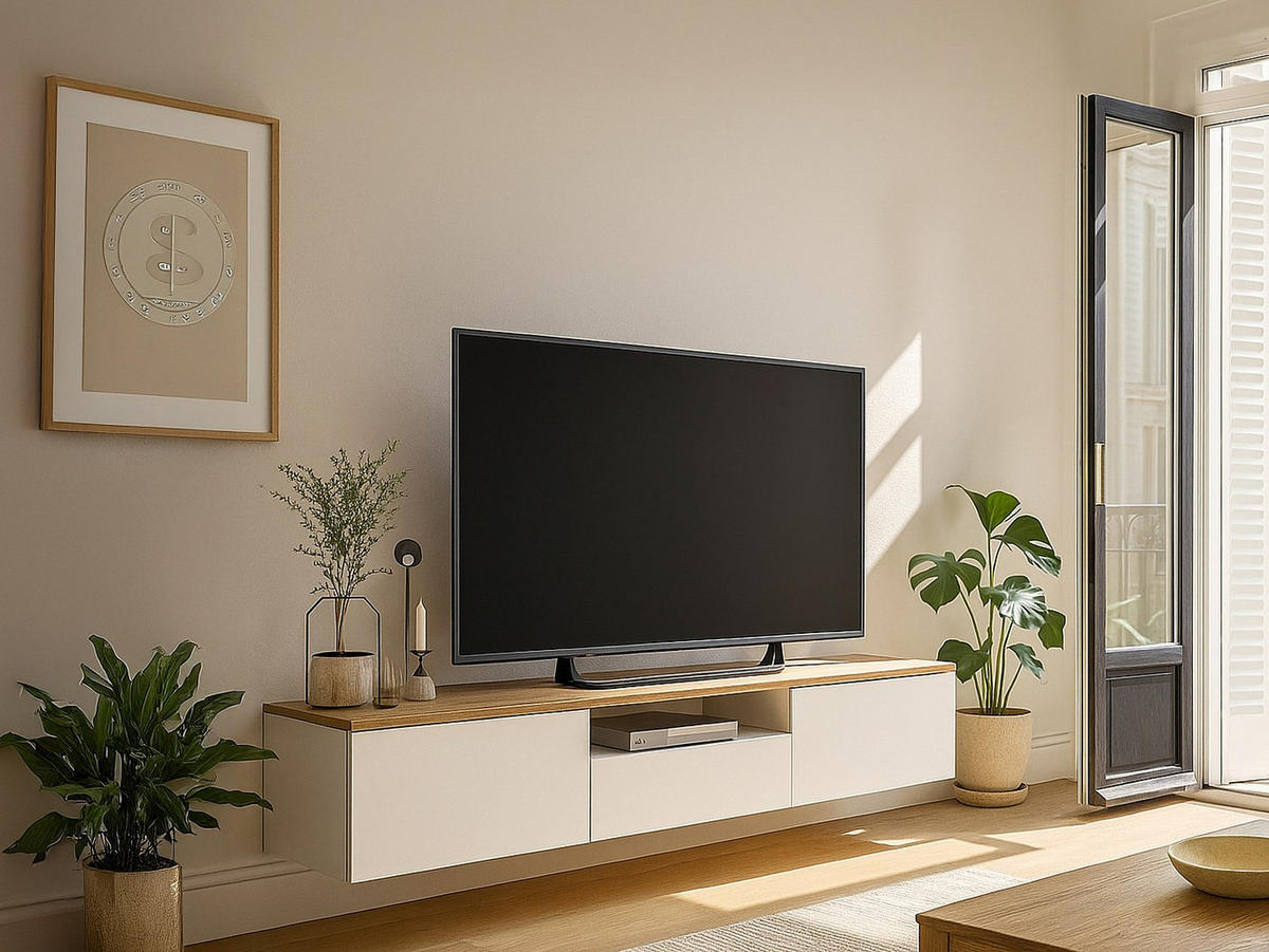 TV-HÄNGESCHRANK - 180 cm x 29.5 cm - Holz, Platte - Naturfarben Hell, Weiß - LOTULA - Naturfarben/Weiß, Holz (180/31.3/29.5cm) - Vente-Unique
