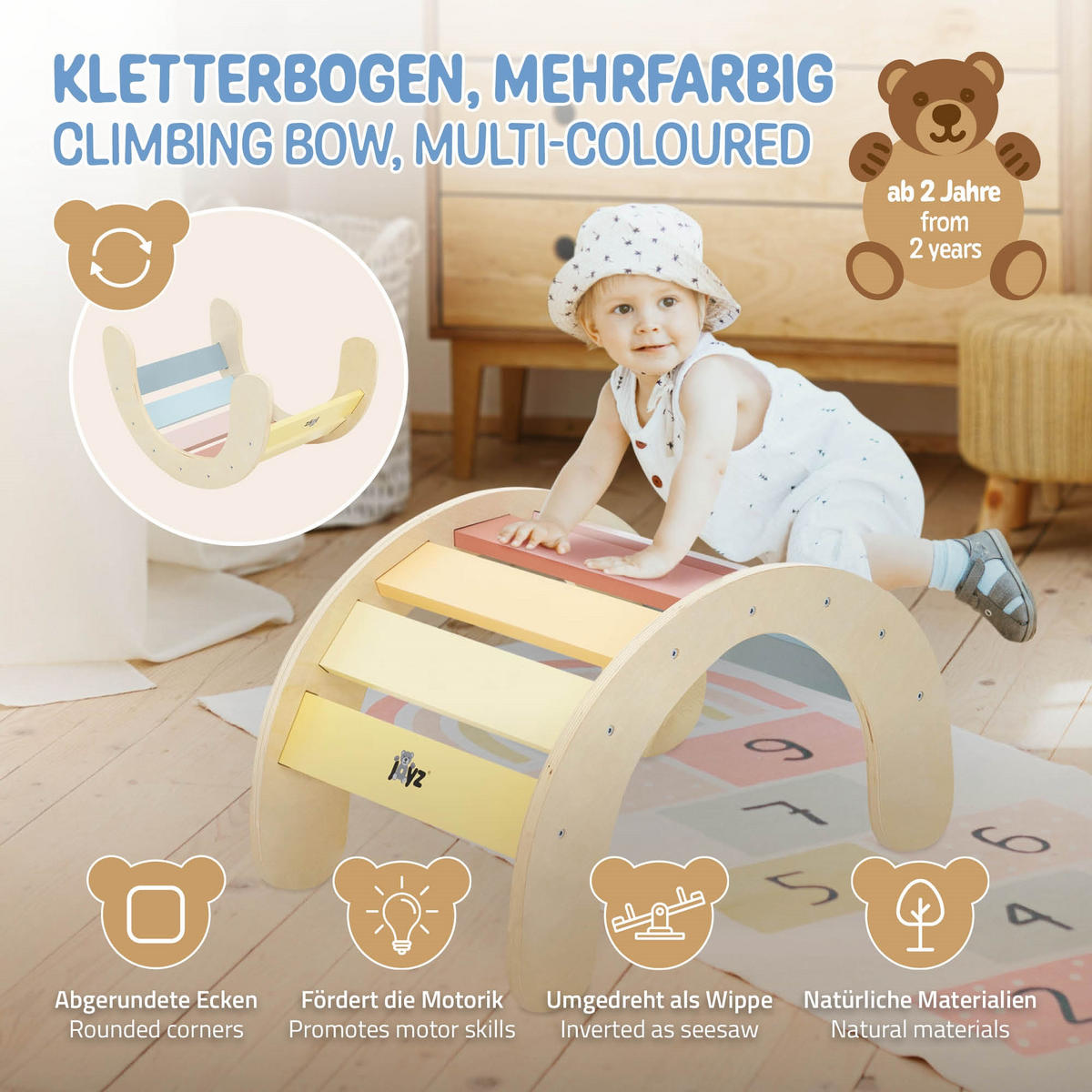KLETTERBOGEN Mehrfarbig - Naturfarben, Holz (74/38.5/41cm) - Joyz