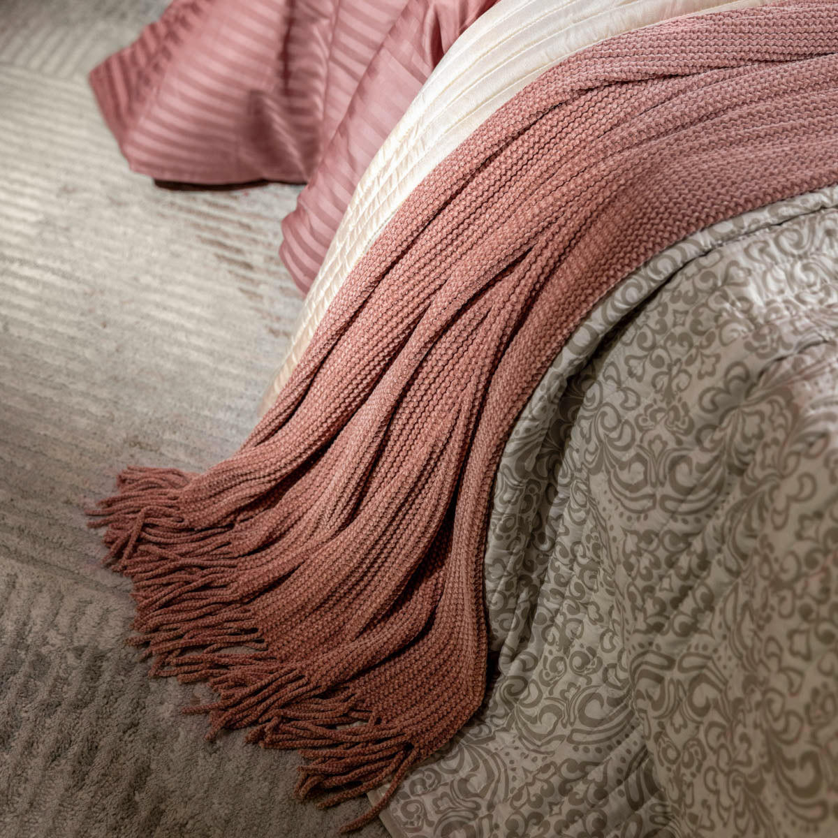 DECKE Chenille rosa 130/170 cm - Rosa, Textil (130/170cm) - Homla