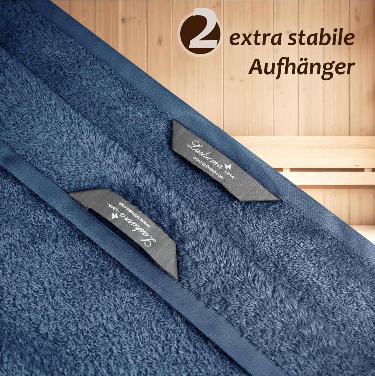 SAUNAHANDTUCH Lima Jeansblau 100x200 cm - Dunkelblau, Naturmaterialien (100/200cm) - Lashuma