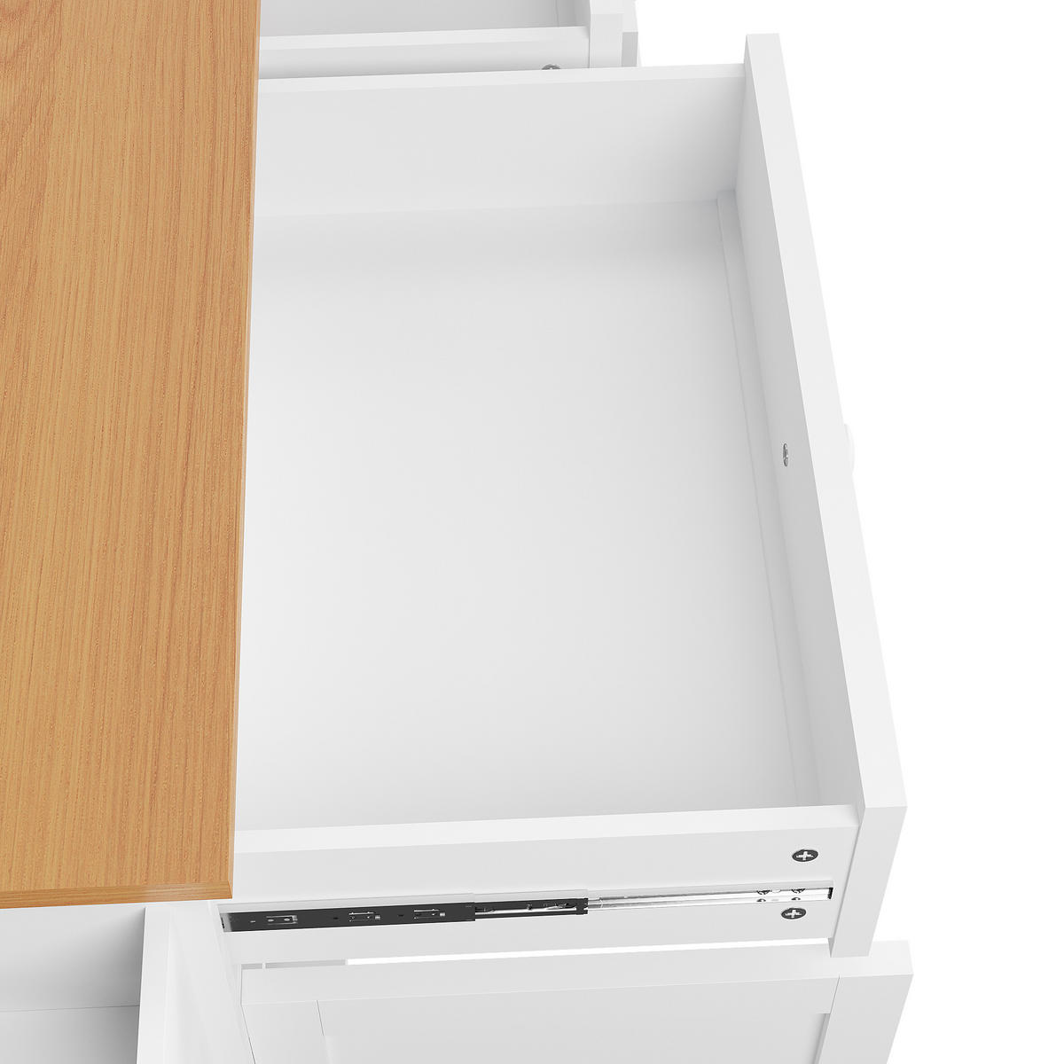 KÜCHENWAGEN Speisewagen 134x46x92cm Weiß mit Schubladen & Trennwand - Weiß, Holzwerkstoff (134/92/46cm) - Modfu