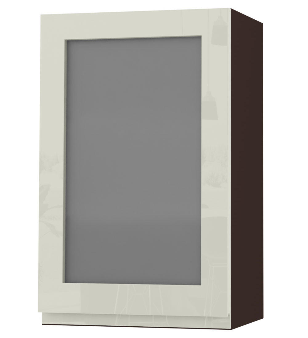 HÄNGESCHRANK Florence W2S/45 Lava / RAL 1013 perlweiß HG 45 / 32,5 / 72cm - Türanschlag links - Dunkelgrau/Weiß Hochglanz, Holz/Holzwerkstoff (45/72/32.5cm) - Feldmann-Wohnen