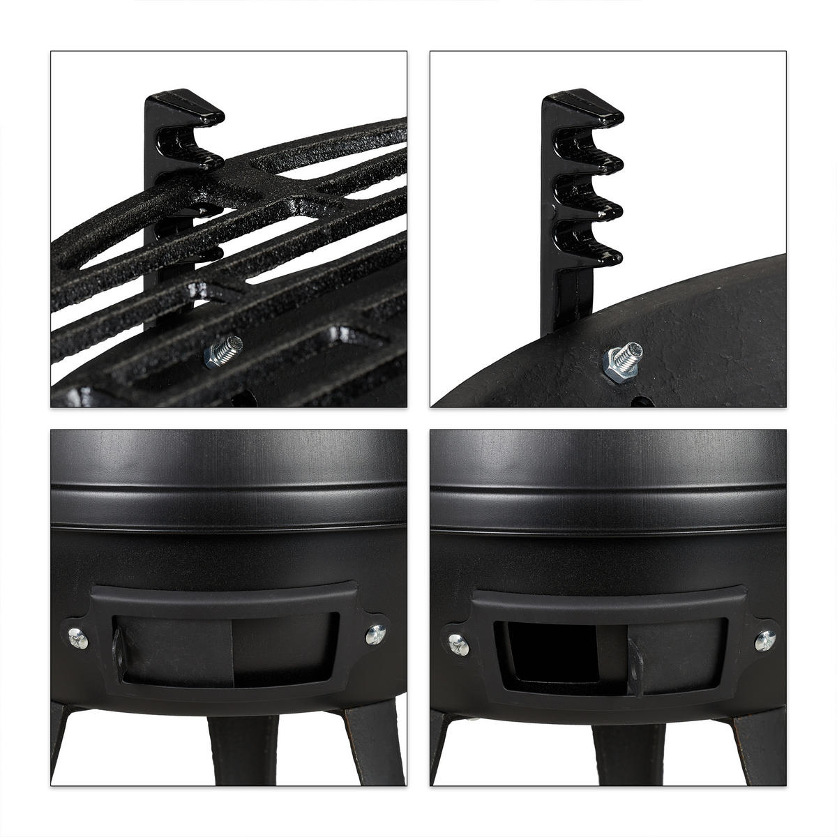 GRILLFASS - Schwarz, Holz/Metall (46/39/36cm) - Relaxdays
