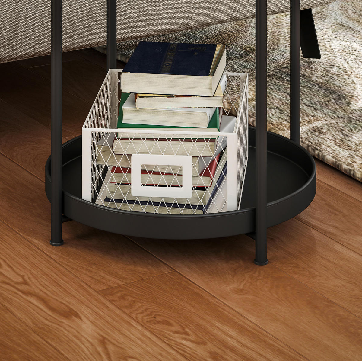 BEISTELLTISCH 44/56/44 cm Schwarz aus Stahl mit 2 Ablagen - Schwarz, Metall (44/44/56cm) - OKMYHOME