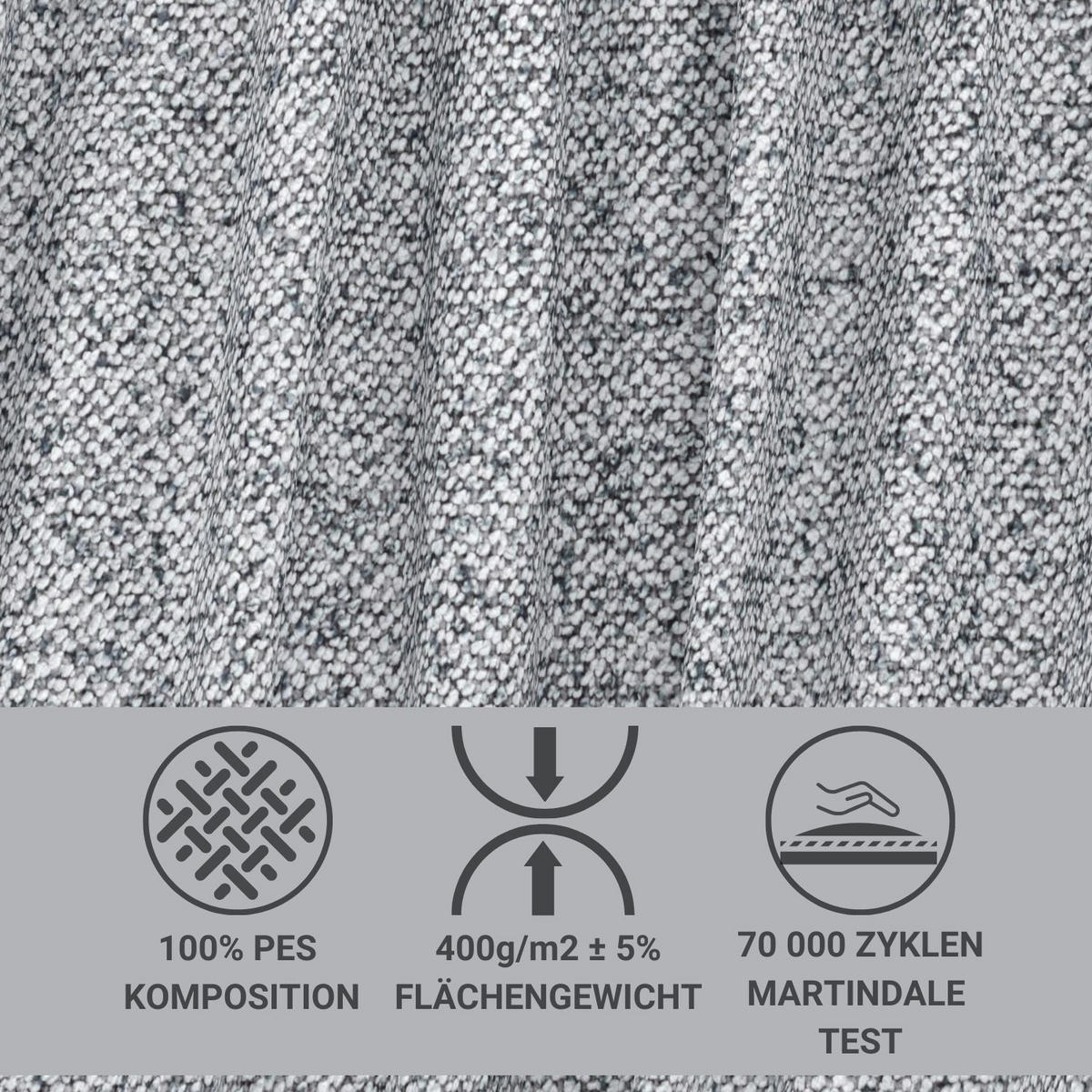 ECKSOFA Melani Grau Webstoff - Rechts Seite - Schwarz/Grau, Holz/Holzwerkstoff (162/256cm) - Maison de Reve