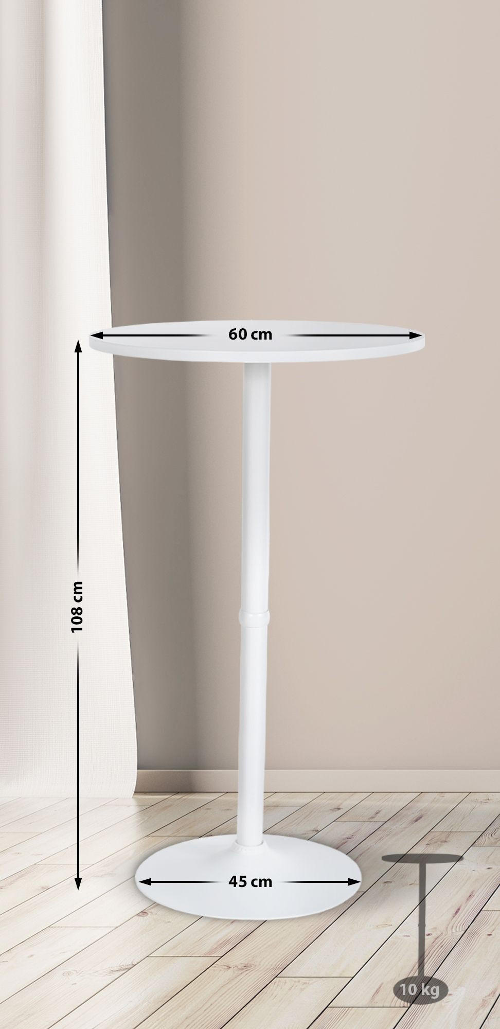 Thumbnail - CLP Bartisch, Weiß, Weiß, Holz, 60x108x60 cm, Esszimmer, Barmöbel, Bartische