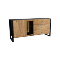 SIDEBOARD Liv Schubladen Mangoholz Schwarz Matt 81x47x173cm - Schwarz, Holz (173/81/47cm) - DELUKE