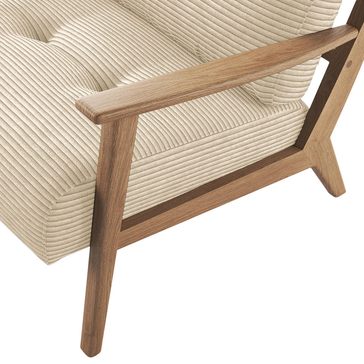 SESSEL - Eichefarben/Beige, Eichenholz/Textil (83/80/75cm) - home24
