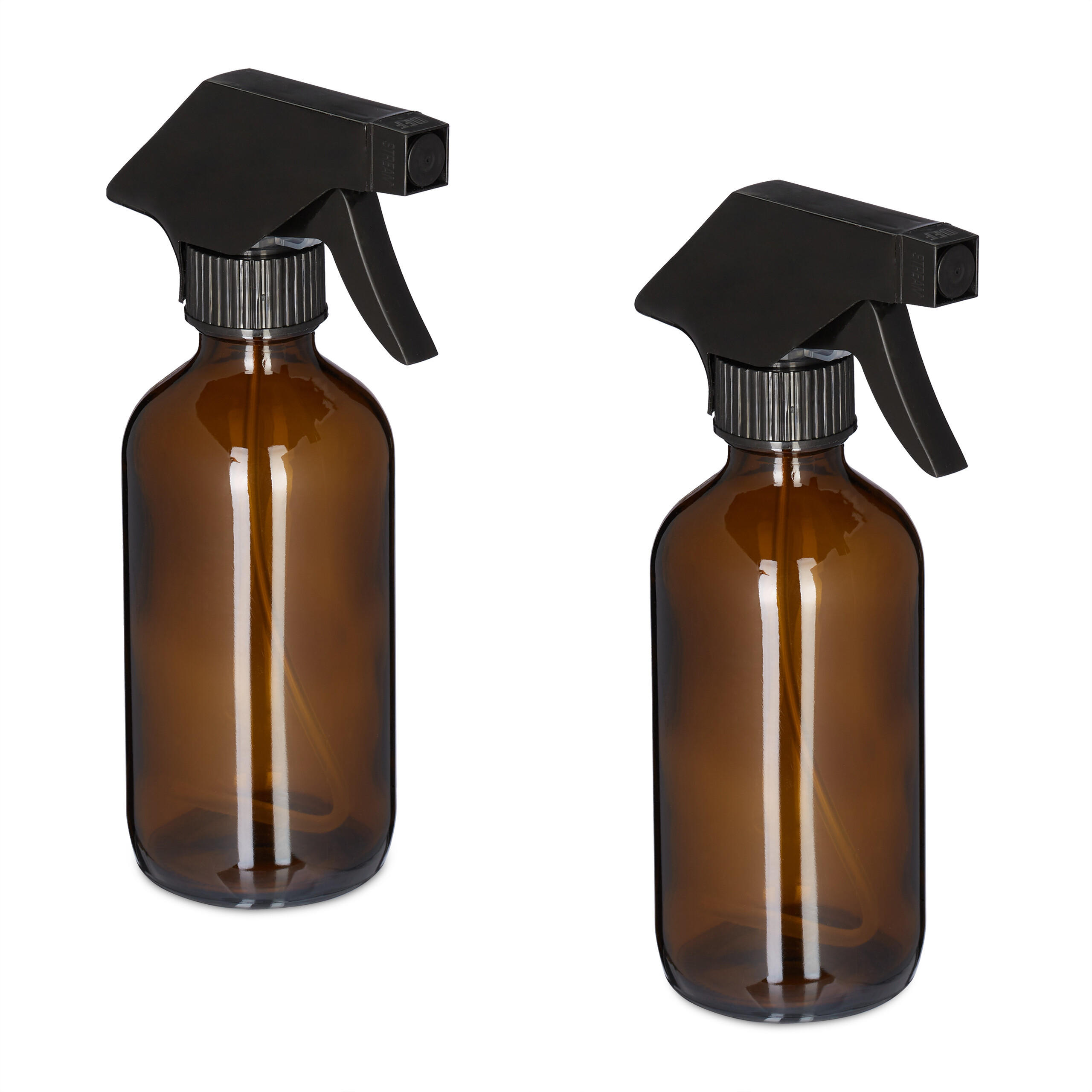 2XSPRÜHFLASCHE - Braun, Glas/Kunststoff (9.5/18/6cm) - Relaxdays