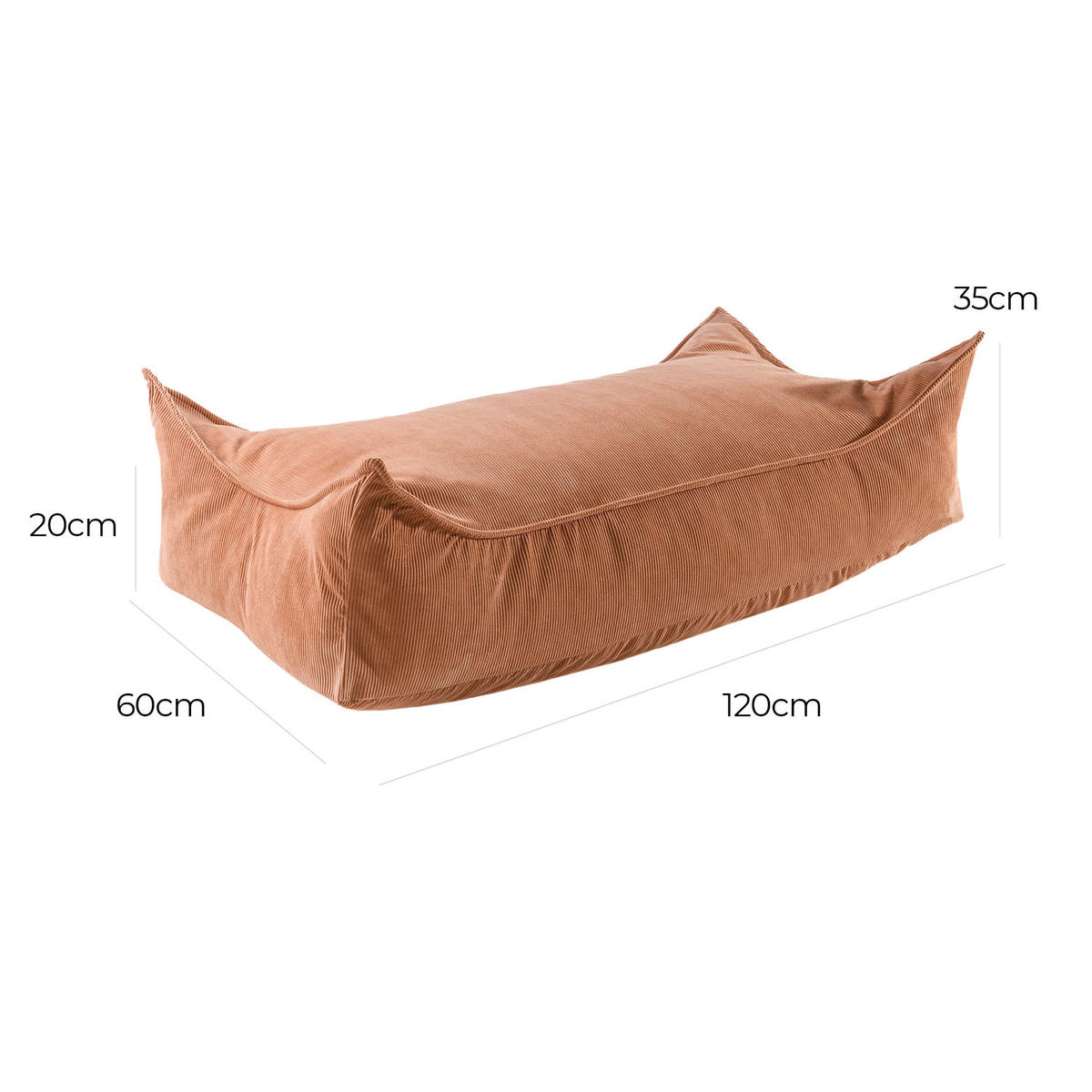 SITZPOUF für Kinder, Rechteckig, Kord, Ziegel - Orange, Textil (120/35/60cm) - MeowBaby